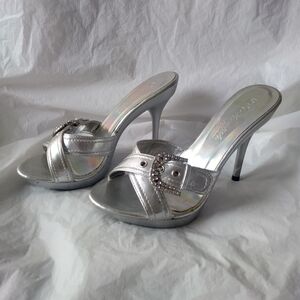 Cherish Silver Heels with Rhinestone Embellishment 7.5